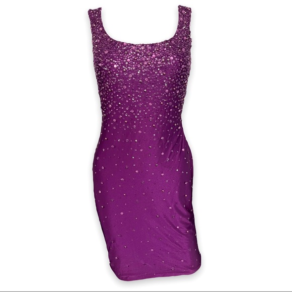 Gianni Versace S/S 1996 Beaded Runway Purple Embellished Dress - Picture 1 of 13